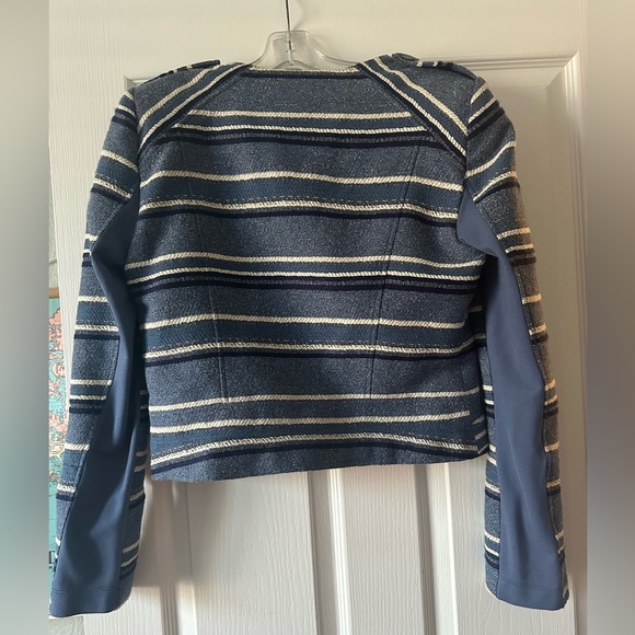 BCBG MaxAzria blue stripe Moto jacket - Picture 8 of 9